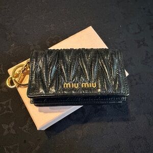Miu Miu Black Leather Card Holder